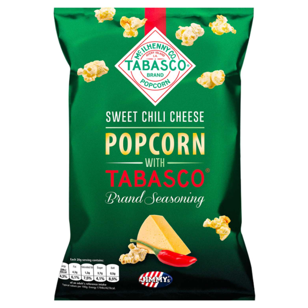 Jimmys Tabasco Popcorn Cheese 90g MHD 06.09.2025