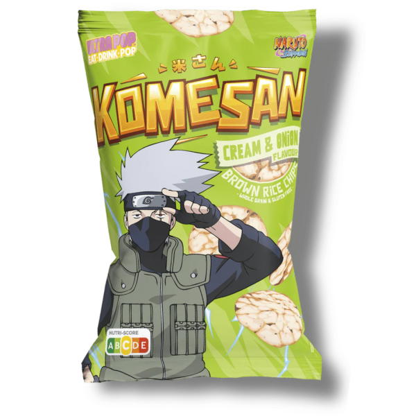 Komesan Rice chips  - Kakashi: Cream & Onion flavour 60g MHD 18.12.2025