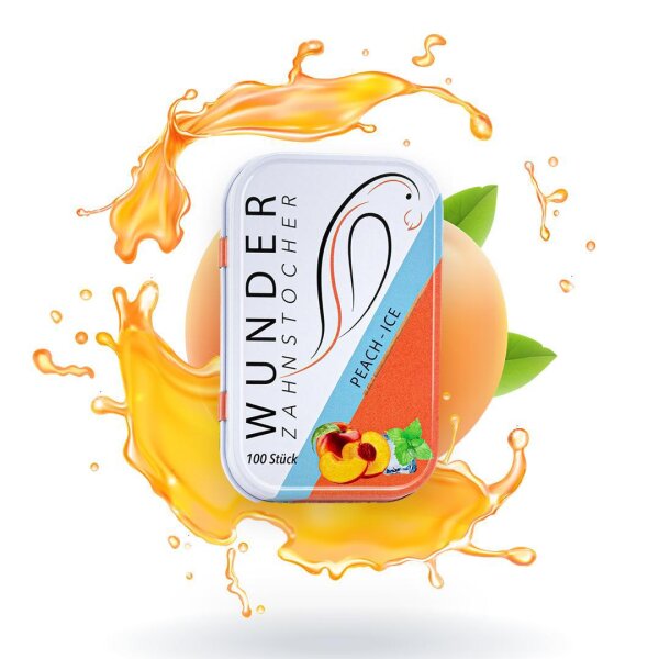 Wunder Zahnstocher Peach Ice in Metalldose &ndash; 100 aromatisierte Sticks