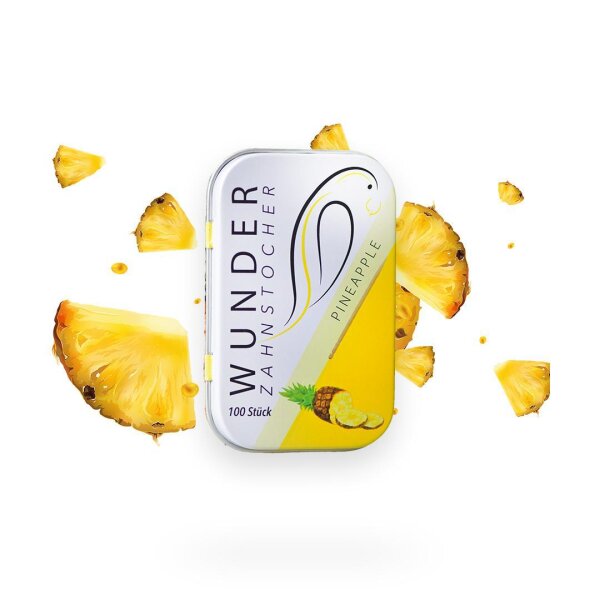 Wunder Zahnstocher Pineapple in Metalldose &ndash; 100 aromatisierte Sticks