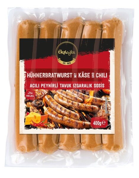 Eksioglu Sosis - H&uuml;hnerbratwurst K&auml;se und Chill 400g