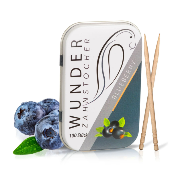 Wunder Zahnstocher Blueberry in Metalldose &ndash; 100 aromatisierte Sticks